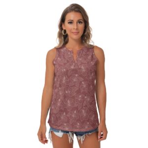Hibiscus Sleeveless V-Neck Blouse