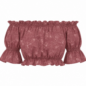 Hibiscus Cropped Puff Sleeve Blouse
