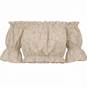 Plumeria Cropped Puff Sleeve Blouse